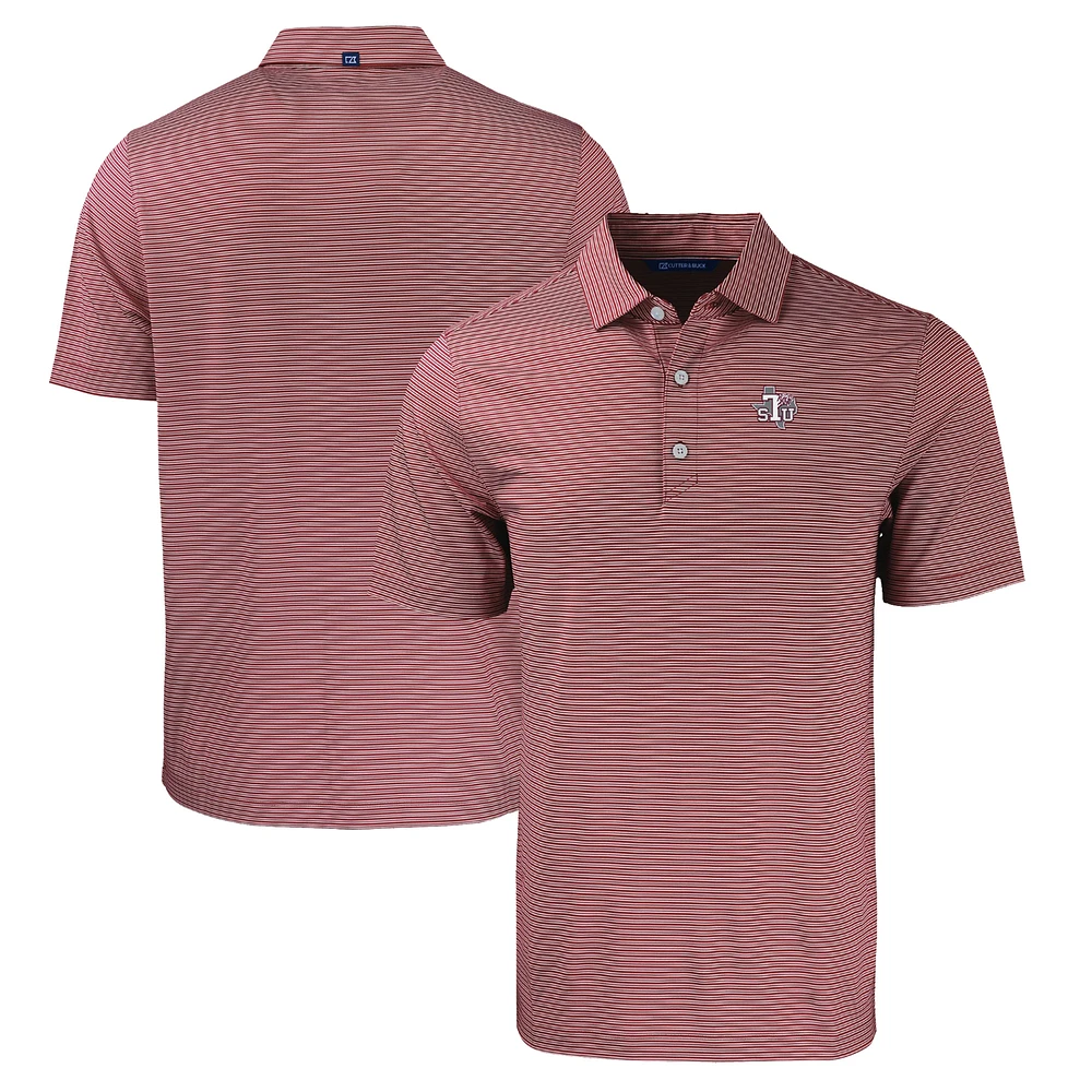 Men's Cutter & Buck Maroon Texas Southern Tigers Forge Eco Double Stripe Stretch Recycled Polo