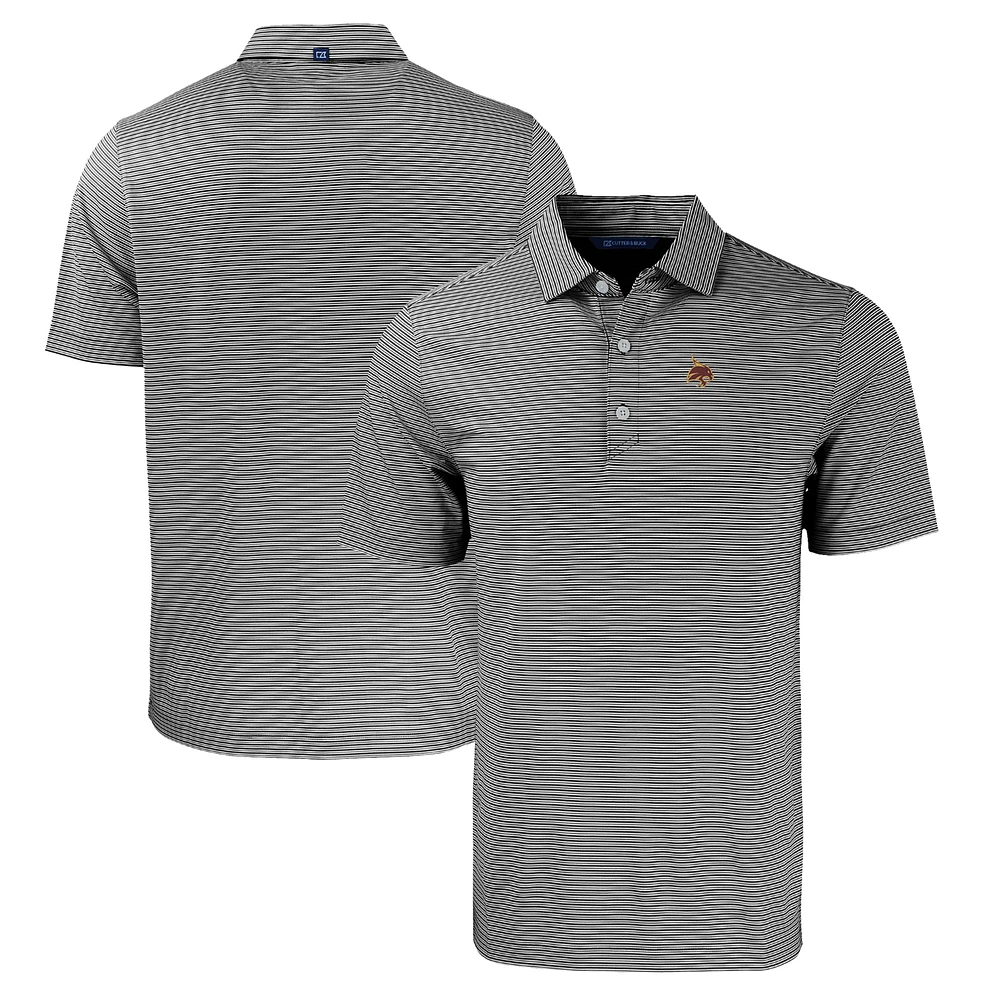Men's Cutter & Buck Black/White Texas State Bobcats Forge Eco Double Stripe Stretch Recycled Polo