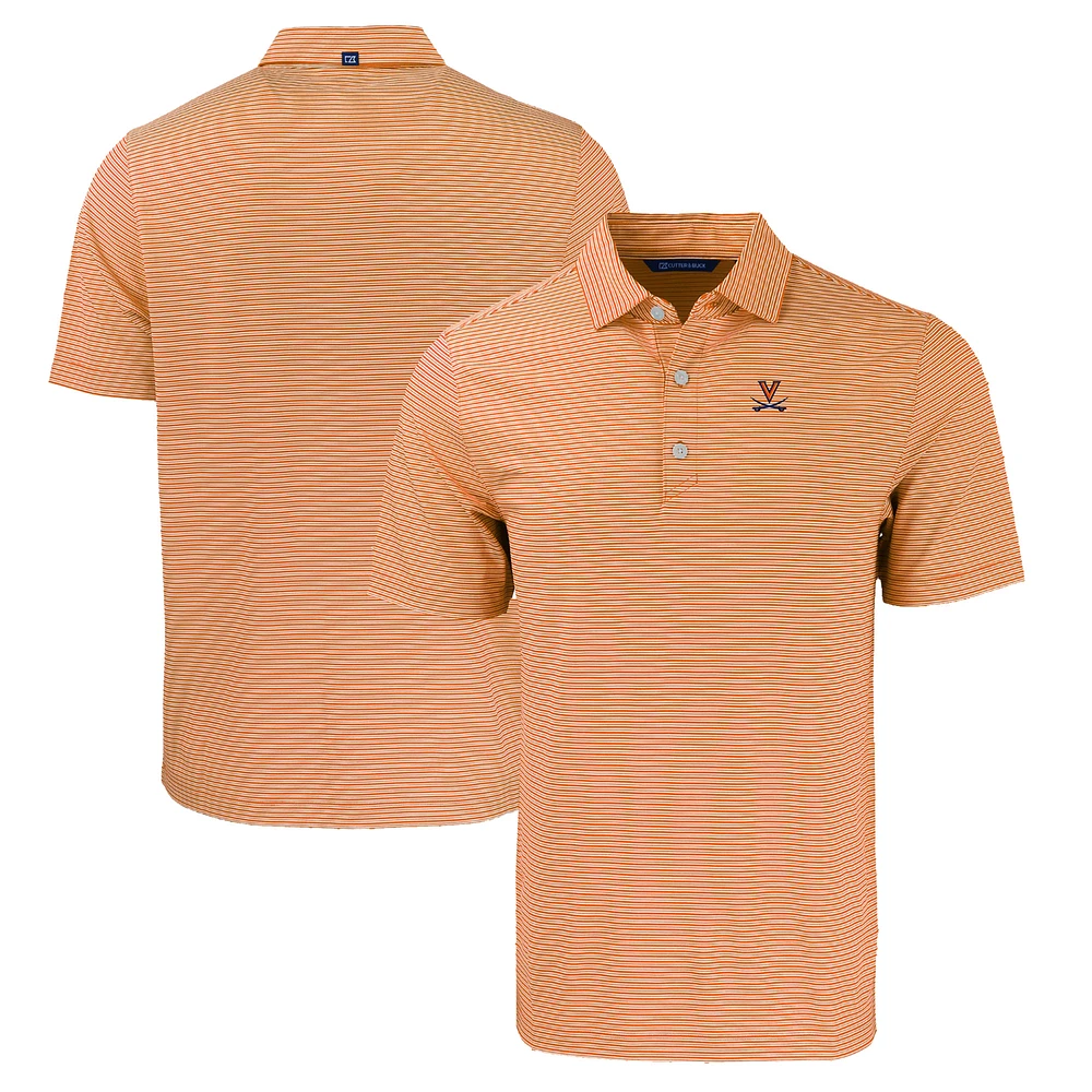Men's Cutter & Buck Orange Virginia Cavaliers Forge Eco Double Stripe Stretch Recycled Polo
