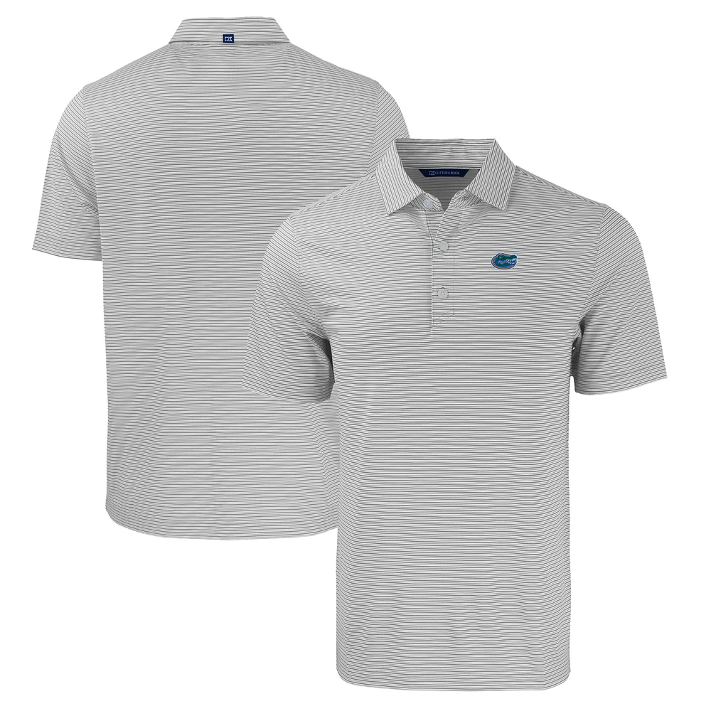 Men's Cutter & Buck Gray/White Florida Gators Forge Eco Double Stripe Stretch Recycled Polo
