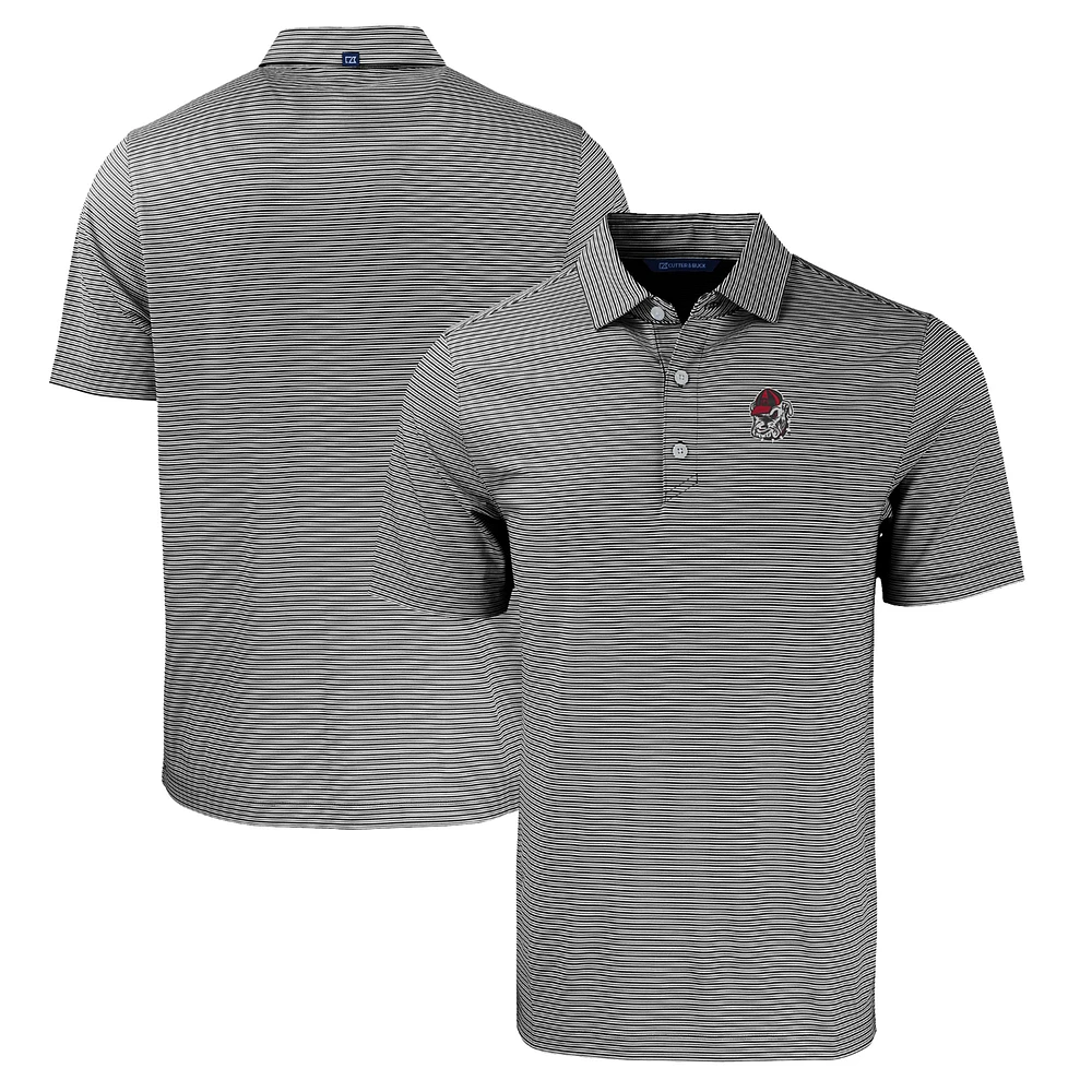 Men's Cutter & Buck Black/White Georgia Bulldogs Forge Eco Double Stripe Stretch Recycled Polo