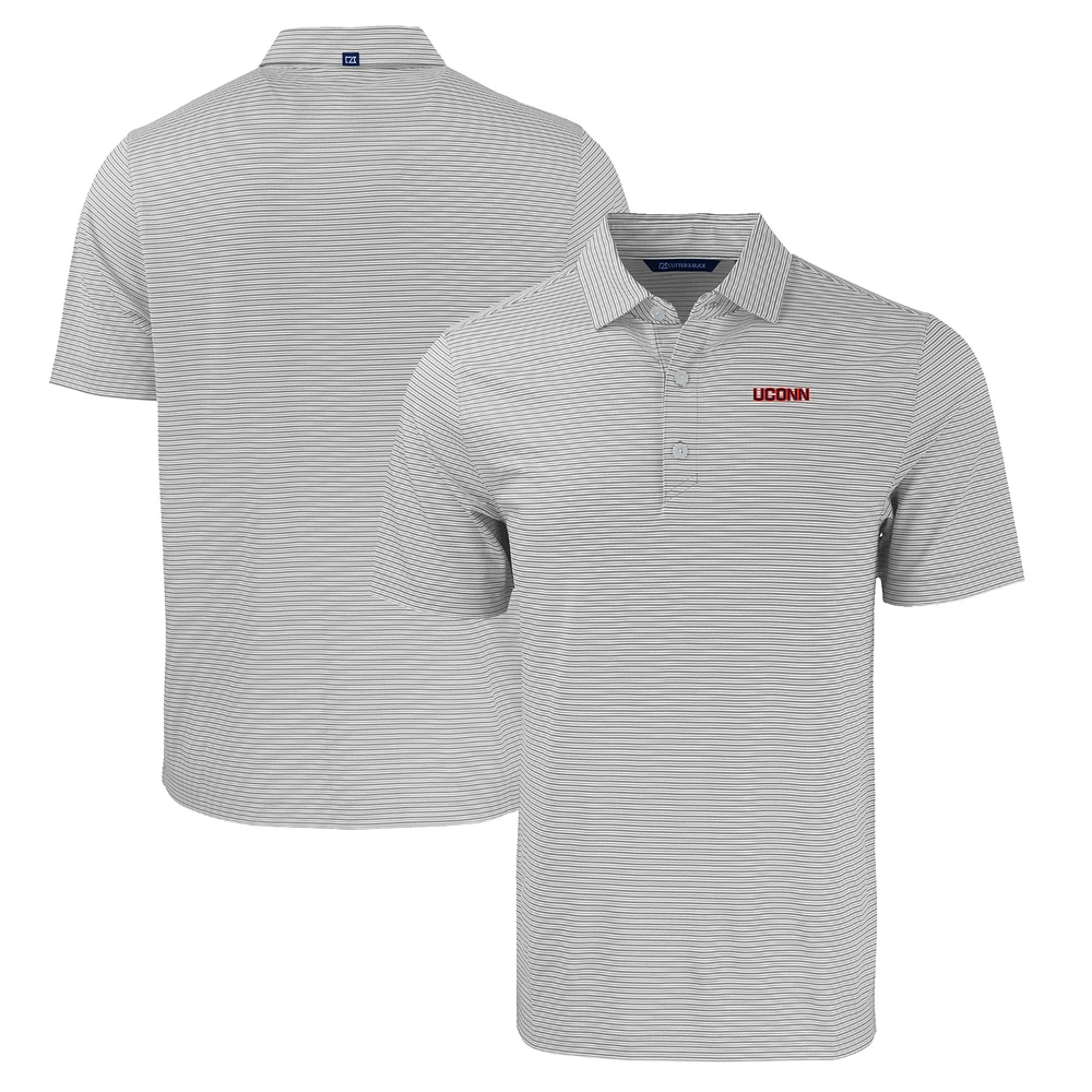 Men's Cutter & Buck Gray/White UConn Huskies Forge Eco Double Stripe Stretch Recycled Polo