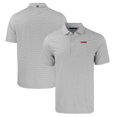 Men's Cutter & Buck  Gray/White UConn Huskies Forge Eco Double Stripe Stretch Recycled Polo