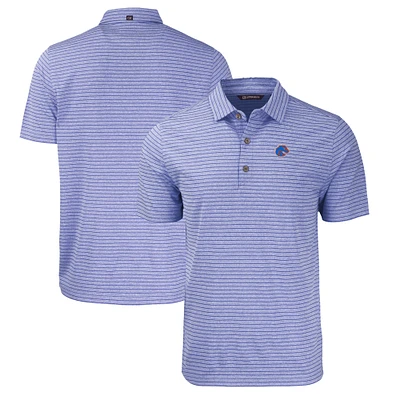 Men's Cutter & Buck Heather Royal Boise State Broncos Forge Eco Stripe Stretch Recycled Polo