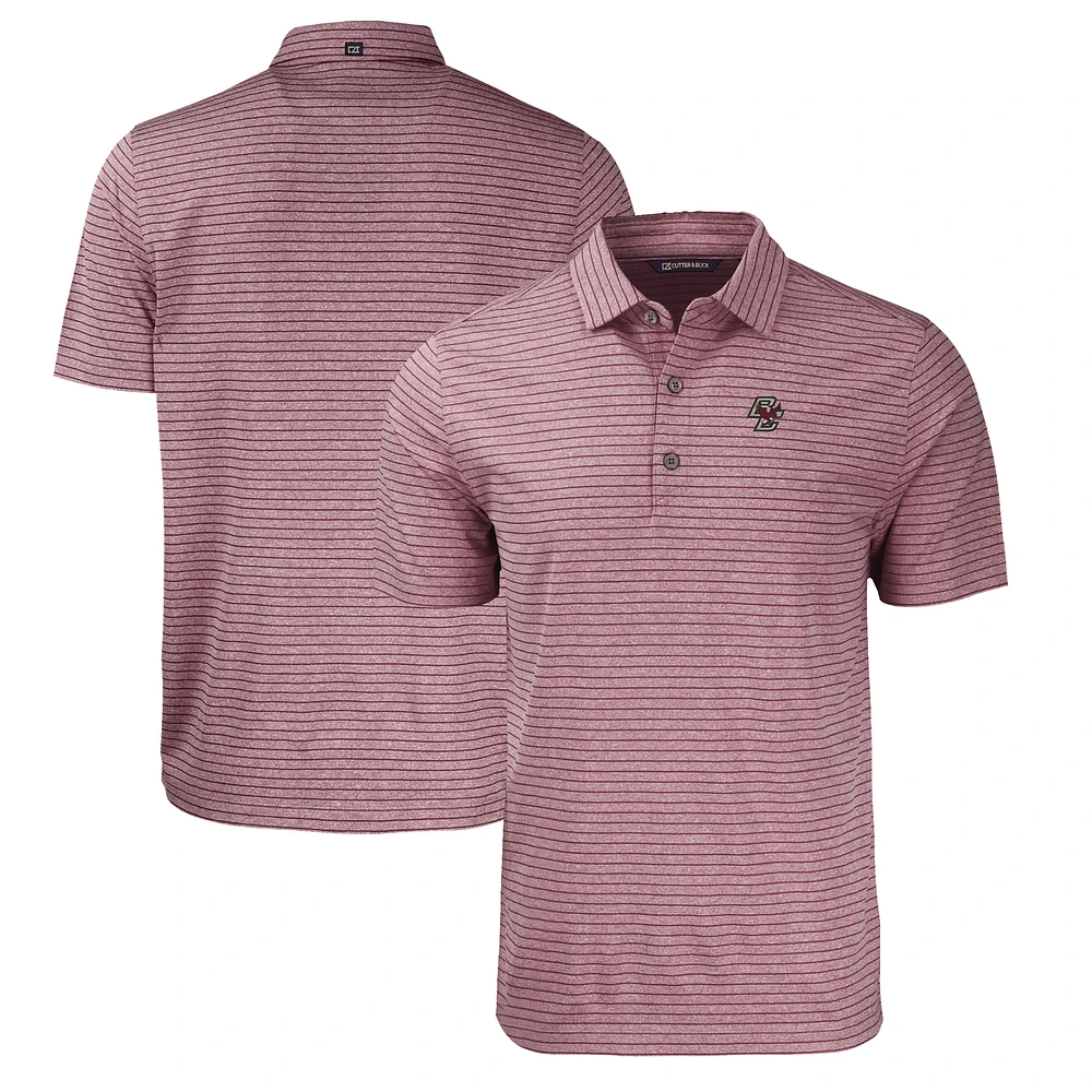 Men's Cutter & Buck Heather Maroon Boston College Eagles Forge Eco Stripe Stretch Recycled Polo