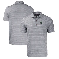 Men's Cutter & Buck  Heather Black Michigan State Spartans Forge Eco Heather Stripe Stretch Recycled Polo
