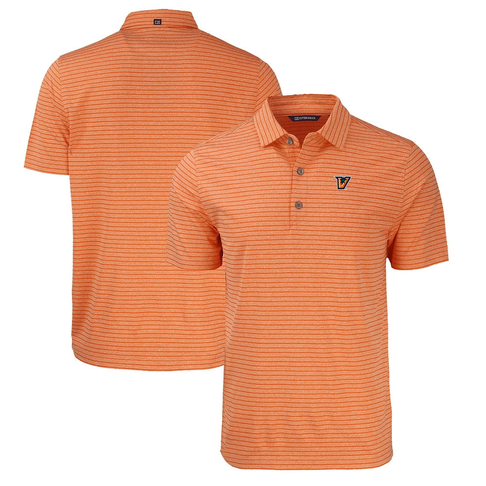 Men's Cutter & Buck Heather Orange Texas-Rio Grande Valley Vaqueros Forge Eco Heathered Stripe Stretch Recycled Polo