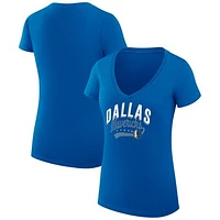 Women's G-III 4Her by Carl Banks Blue Dallas Mavericks Filigree Logo V-Neck Fitted T-Shirt