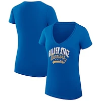 Women's G-III 4Her by Carl Banks Royal Golden State Warriors Filigree Logo V-Neck Fitted T-Shirt
