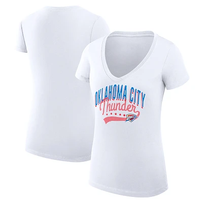 Women's G-III 4Her by Carl Banks Oklahoma City Thunder Filigree Logo V-Neck Fitted T-Shirt
