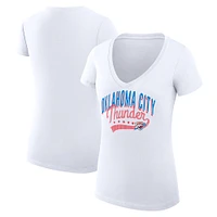 Women's G-III 4Her by Carl Banks Oklahoma City Thunder Filigree Logo V-Neck Fitted T-Shirt