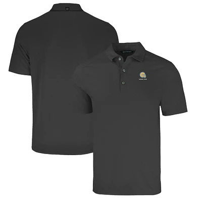 Men's Cutter & Buck Heather Black Albany State Golden Rams Forge Eco Stretch Recycled Polo