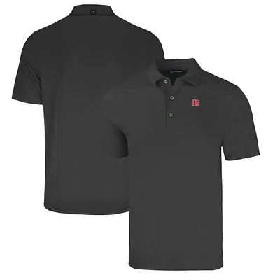 Men's Cutter & Buck Heather Black Rutgers Scarlet Knights Forge Eco Stretch Recycled Polo
