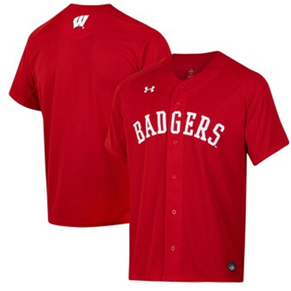 Men's Under Armour Red Wisconsin Badgers Replica Full-Button Baseball Jersey