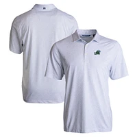 Men's Cutter & Buck White Tulane Green Wave Pike Eco Pebble Print Stretch Recycled Polo