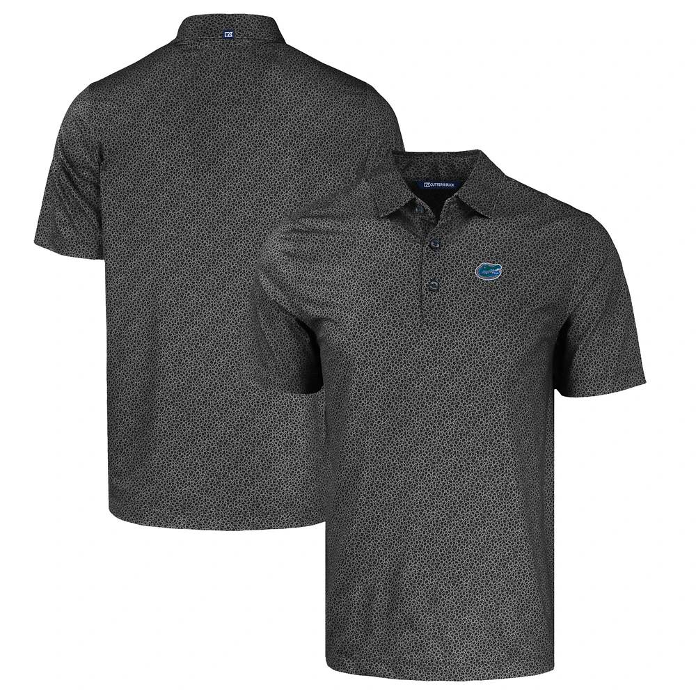 Men's Cutter & Buck Black Florida Gators Pike Eco Pebble Print Stretch Recycled Polo