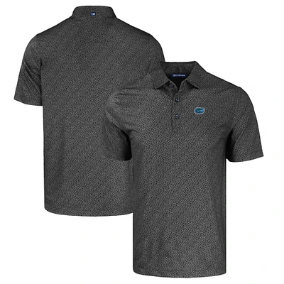 Men's Cutter & Buck Black Florida Gators Pike Eco Pebble Print Stretch Recycled Polo