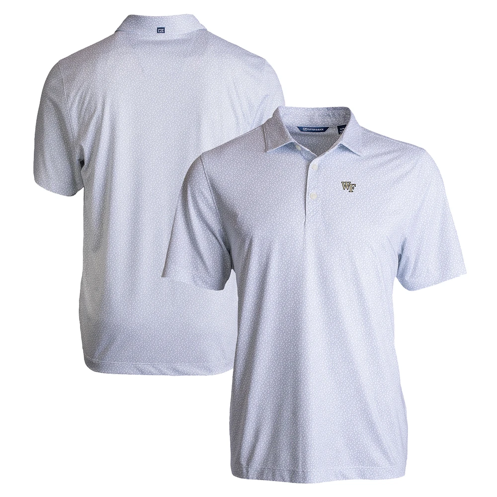 Men's Cutter & Buck White Wake Forest Demon Deacons Pike Eco Pebble Print Stretch Recycled Polo
