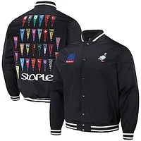 Men's NBA x Staple Black All Teams Pennant Woven Full-Snap Jacket