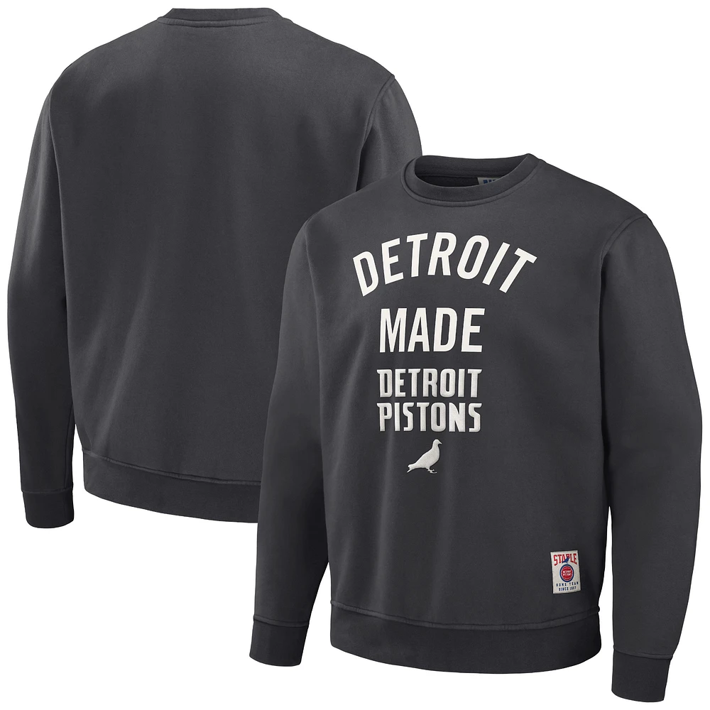 Men's NBA x Staple Anthracite Detroit Pistons Plush Pullover Sweatshirt