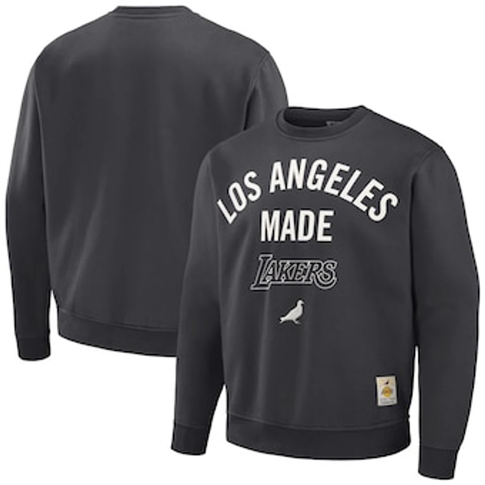 Men's NBA x Staple Anthracite Los Angeles Lakers Plush Pullover Sweatshirt