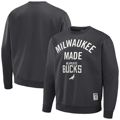 Men's NBA x Staple Anthracite Milwaukee Bucks Plush Pullover Sweatshirt