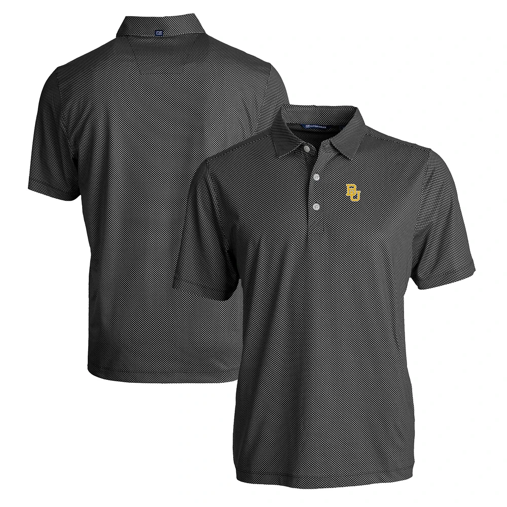 Men's Cutter & Buck Black/White Baylor Bears Pike Eco Symmetry Print Stretch Recycled Polo