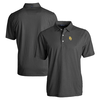 Men's Cutter & Buck Black/White Baylor Bears Pike Eco Symmetry Print Stretch Recycled Polo
