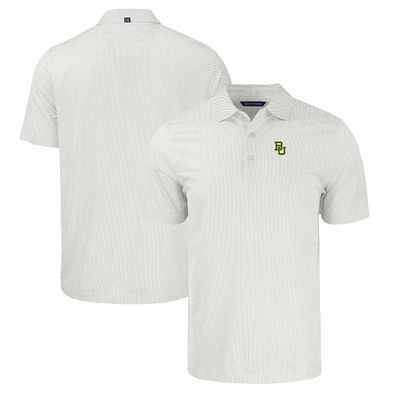 Men's Cutter & Buck White/Gray Baylor Bears Pike Eco Symmetry Print Stretch Recycled Polo