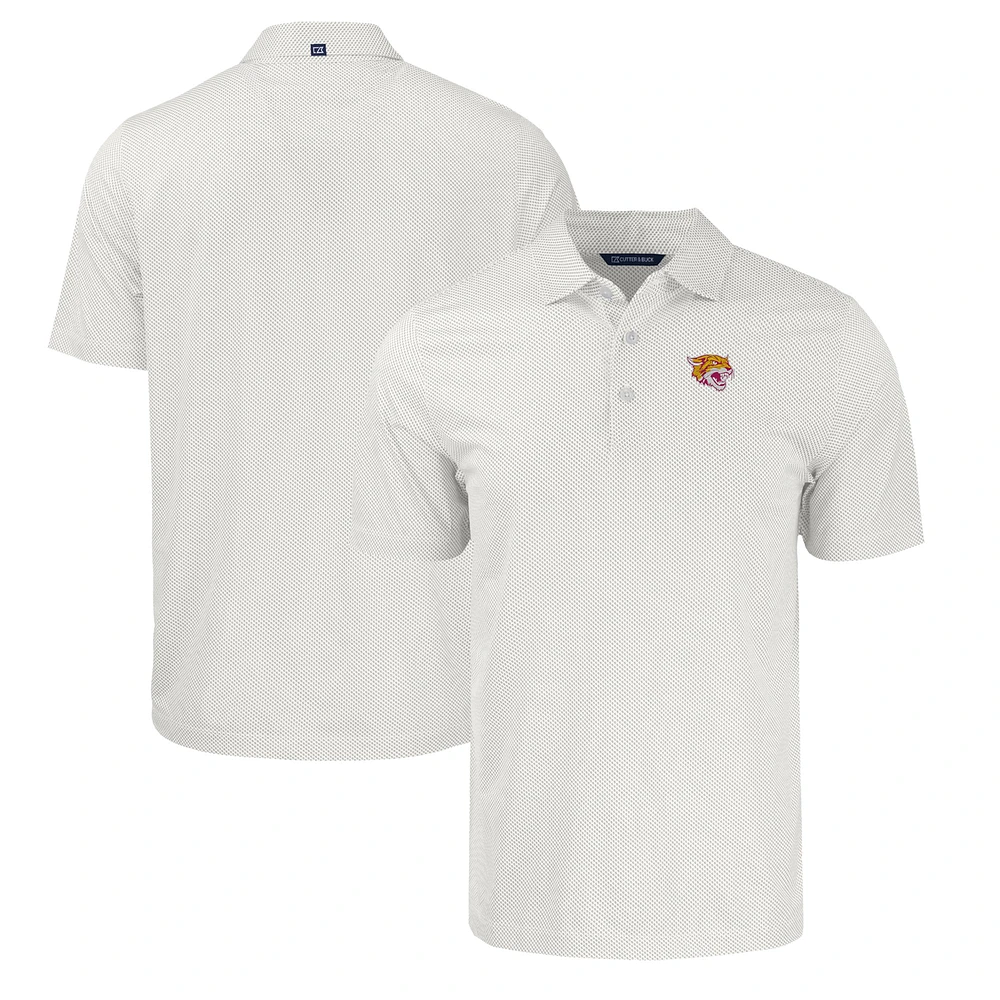 Men's Cutter & Buck White/Gray Bethune-Cookman Wildcats Pike Eco Symmetry Print Stretch Recycled Polo