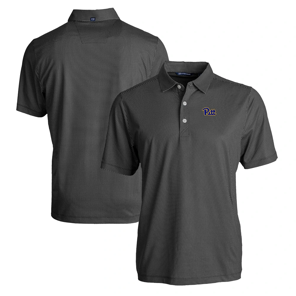 Men's Cutter & Buck Black/White Pitt Panthers Pike Eco Symmetry Print Stretch Recycled Polo