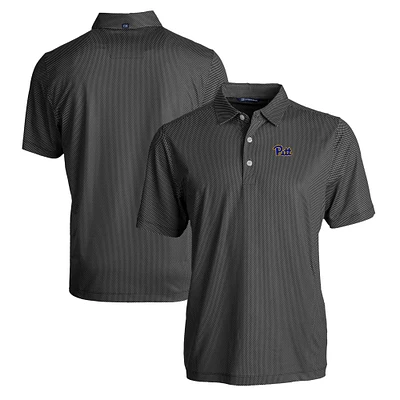Men's Cutter & Buck Black/White Pitt Panthers Pike Eco Symmetry Print Stretch Recycled Polo