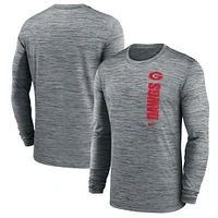 Men's Nike Heather Gray Georgia Bulldogs 2024 Sideline Velocity Performance Long Sleeve T-Shirt