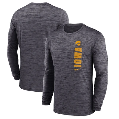 Men's Nike Black Iowa Hawkeyes 2024 Sideline Velocity Performance Long Sleeve T-Shirt