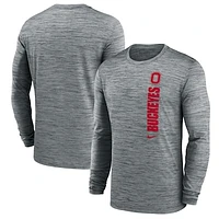 Men's Nike Heather Gray Ohio State Buckeyes 2024 Sideline Velocity Performance Long Sleeve T-Shirt