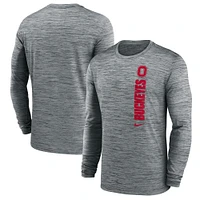 Men's Nike Heather Gray Ohio State Buckeyes 2024 Sideline Velocity Performance Long Sleeve T-Shirt