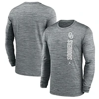 Men's Jordan Brand Heather Gray Oklahoma Sooners 2024 Sideline Velocity Performance Long Sleeve T-Shirt