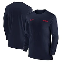 Men's Nike Navy Arizona Wildcats 2024 Sideline Coach UV Performance Long Sleeve T-Shirt