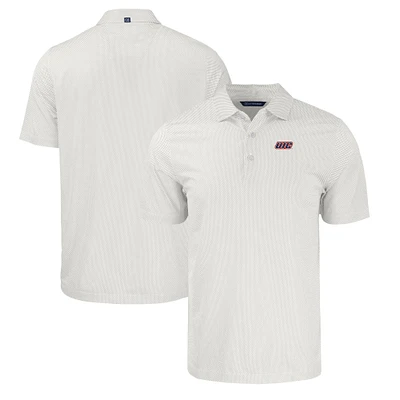 Men's Cutter & Buck White/Gray UIC Flames Pike Eco Symmetry Print Stretch Recycled Polo
