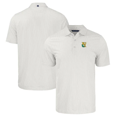 Men's Cutter & Buck White/Gray Xavier University of Louisiana Gold Rush Pike Eco Symmetry Print Stretch Recycled Polo