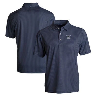 Men's Cutter & Buck  Navy/White Xavier Musketeers Pike Eco Symmetry Print Stretch Recycled Polo