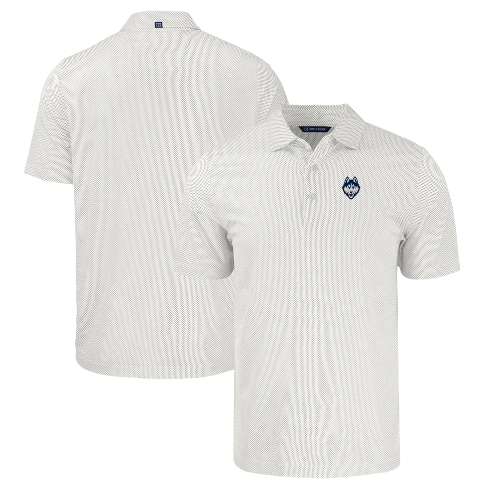 Men's Cutter & Buck White/Gray UConn Huskies Pike Eco Symmetry Print Stretch Recycled Polo