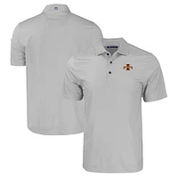 Men's Cutter & Buck Gray Iowa State Cyclones Pike Eco Tonal Geo Print Stretch Recycled Polo