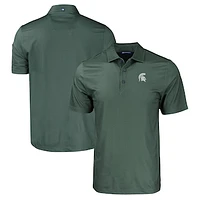 Men's Cutter & Buck Green Michigan State Spartans Pike Eco Tonal Geo Print Stretch Recycled Polo
