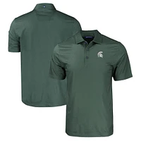 Men's Cutter & Buck Green Michigan State Spartans Pike Eco Tonal Geo Print Stretch Recycled Polo