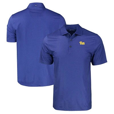 Men's Cutter & Buck Royal Pitt Panthers Pike Eco Tonal Geo Print Stretch Recycled Polo