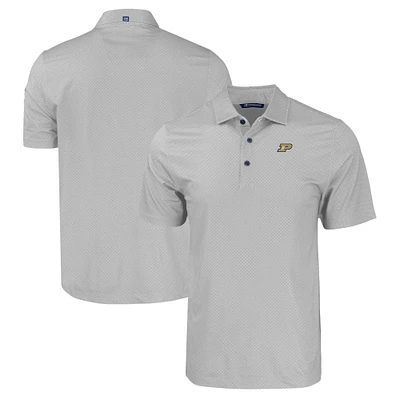 Men's Cutter & Buck Gray Purdue Boilermakers Pike Eco Tonal Geo Print Stretch Recycled Polo