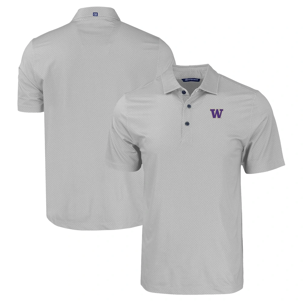 Men's Cutter & Buck Washington Huskies Pike Eco Tonal Geo Print Stretch Recycled Polo