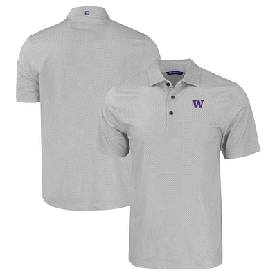 Men's Cutter & Buck Washington Huskies Pike Eco Tonal Geo Print Stretch Recycled Polo