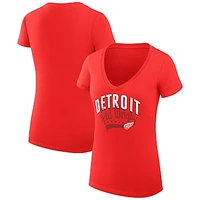 Women's G-III 4Her by Carl Banks Red Detroit Wings Filigree Logo V-Neck Fitted T-Shirt